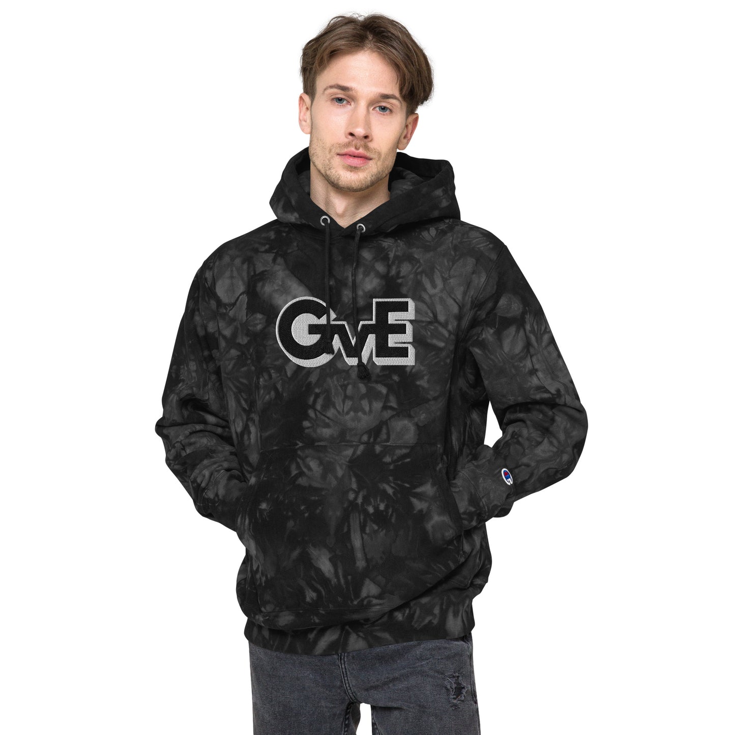 "GvE" Embroidered Champion tie-dye hoodie Unisex