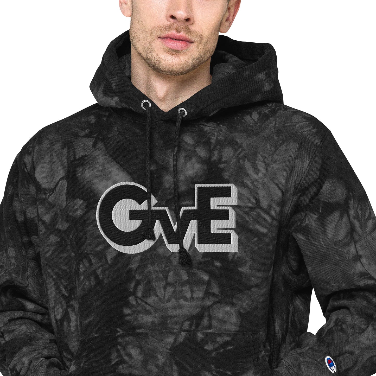 "GvE" Embroidered Champion tie-dye hoodie Unisex