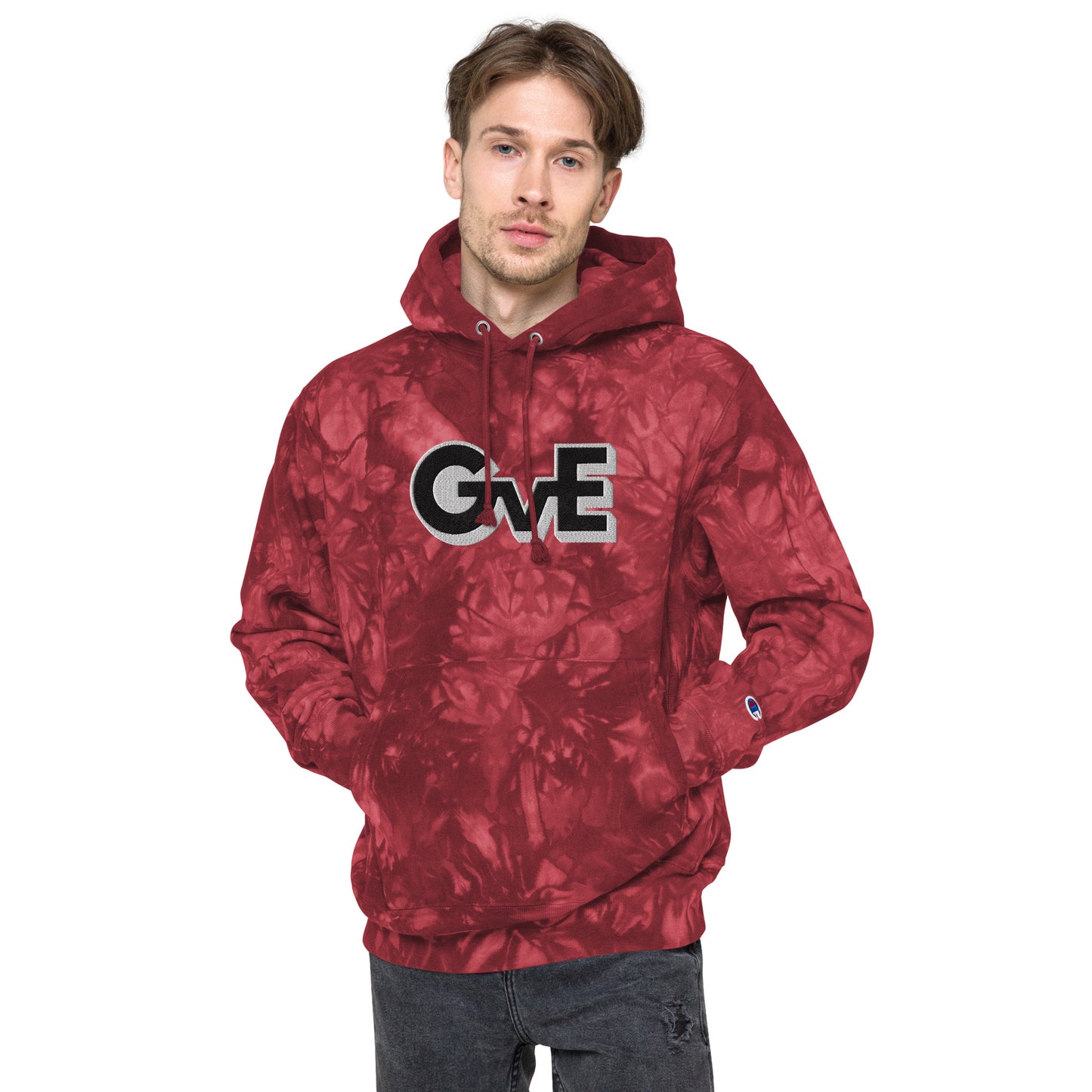 "GvE" Embroidered Champion tie-dye hoodie Unisex