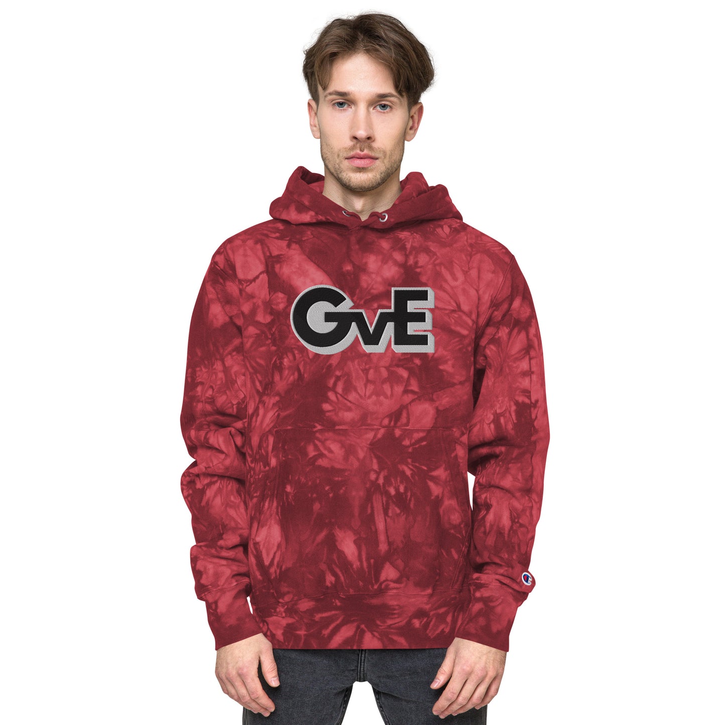 "GvE" Embroidered Champion tie-dye hoodie Unisex