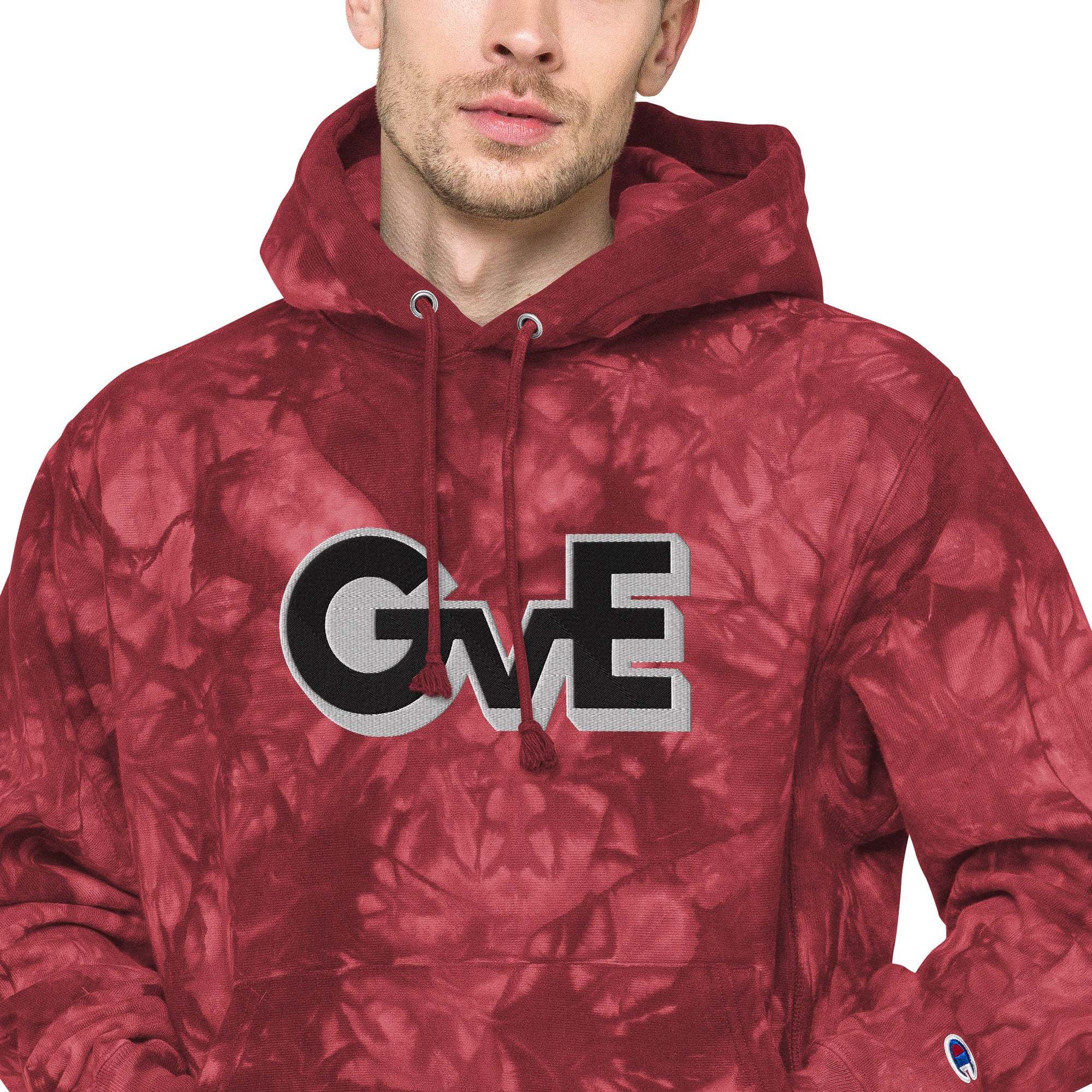 GvE Embroidered Champion tie dye hoodie Unisex