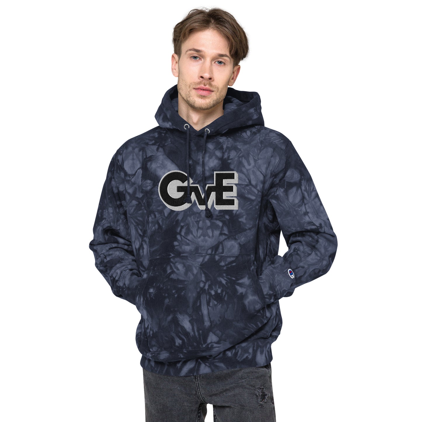 "GvE" Embroidered Champion tie-dye hoodie Unisex