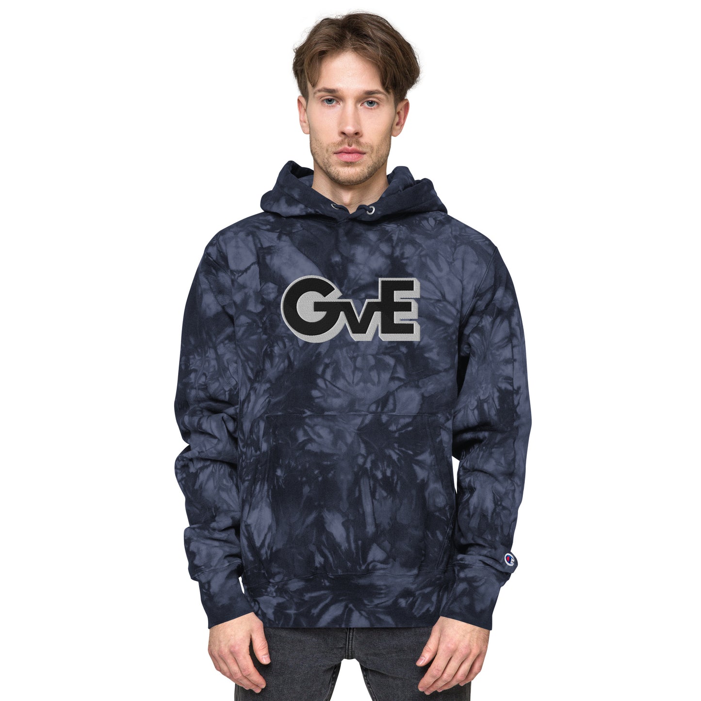 "GvE" Embroidered Champion tie-dye hoodie Unisex