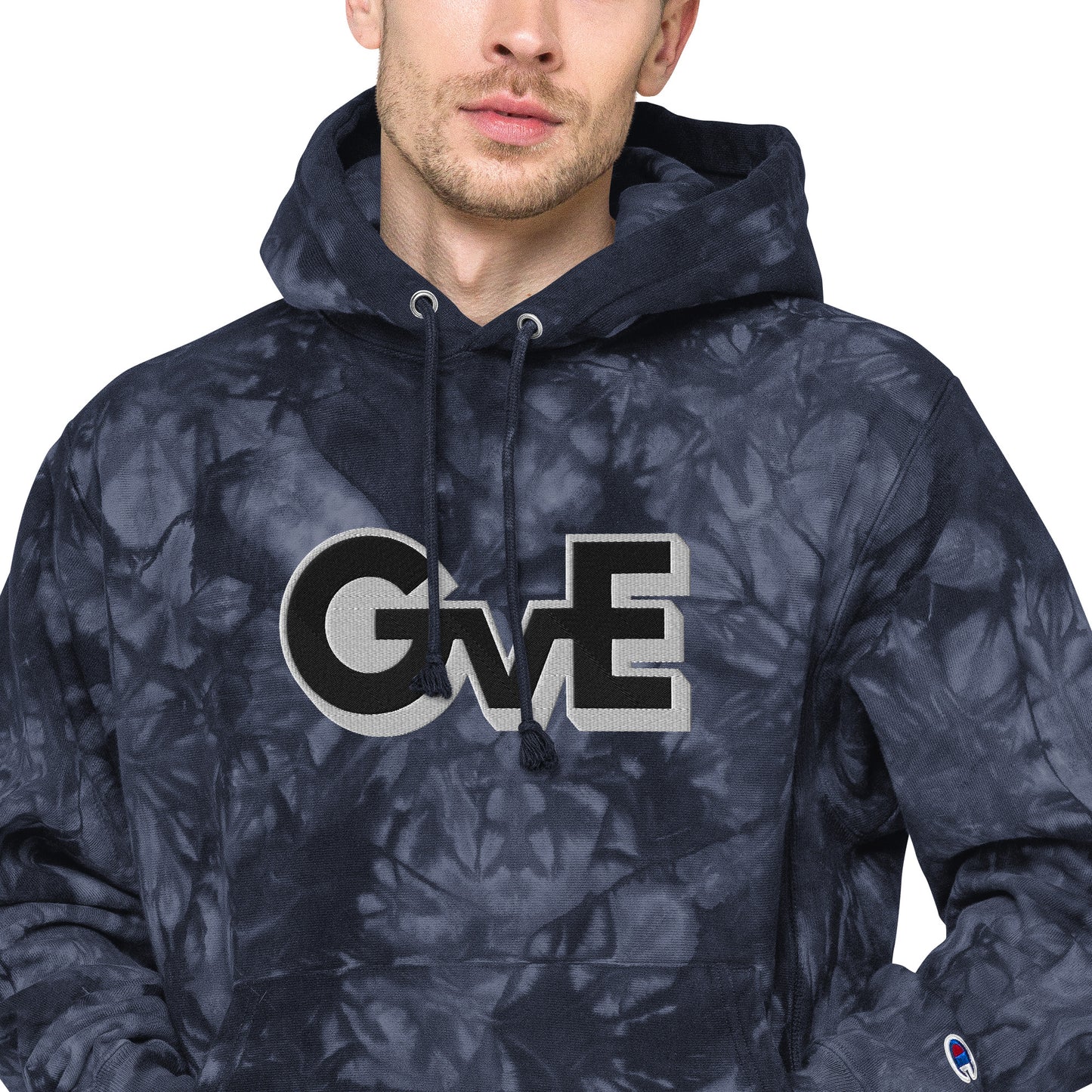 "GvE" Embroidered Champion tie-dye hoodie Unisex